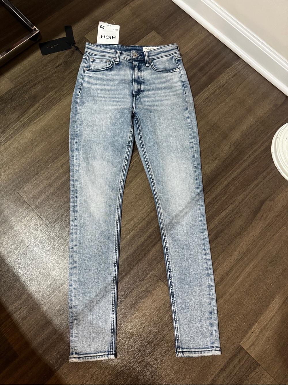 rag & bone Faded Light Blue High-Rise Skinny Jeans